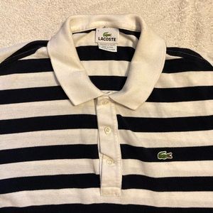 Lacoste Black and White Striped Polo Shirt